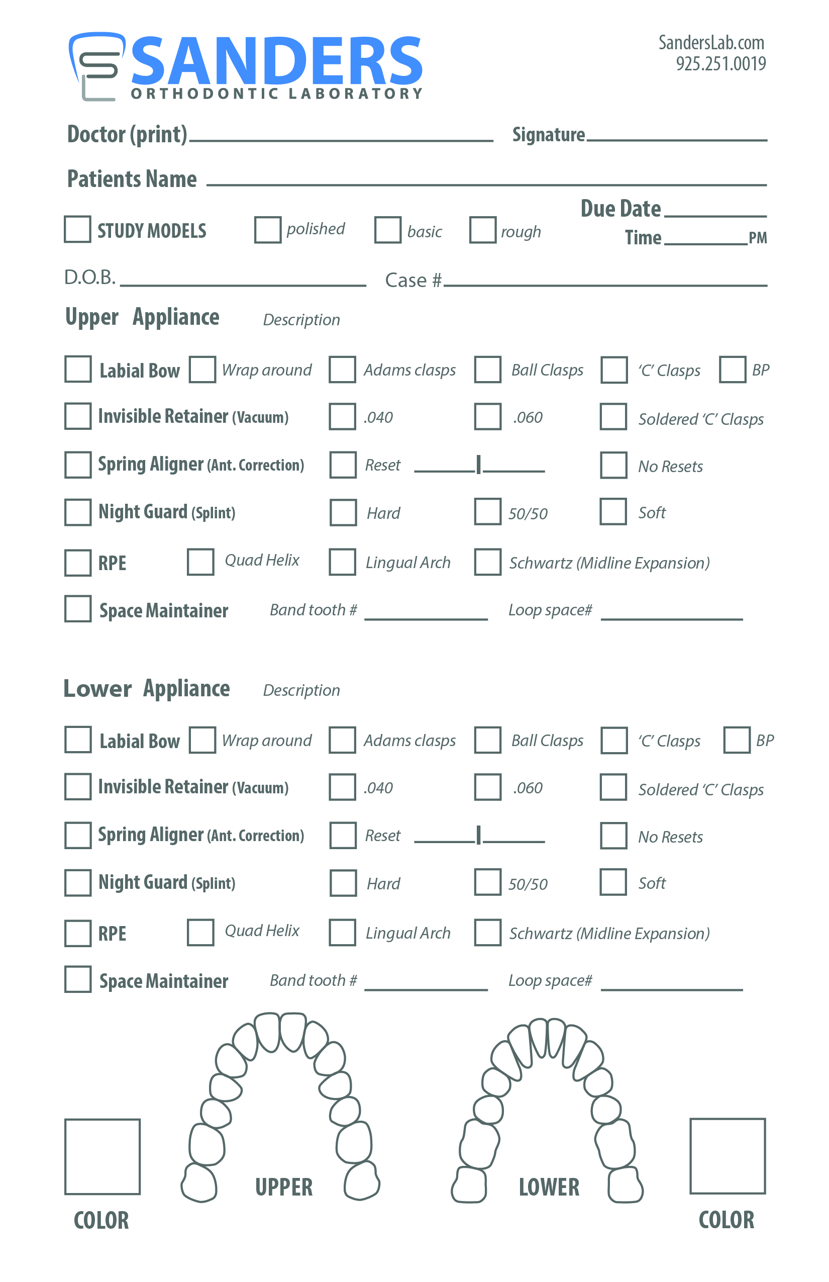 Ortho Lab Rx Rx – Sanders Orthodontic Lab